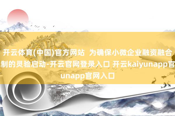 开云体育(中国)官方网站  为确保小微企业融资融合使命机制的灵验启动-开云官网登录入口 开云kaiyunapp官网入口