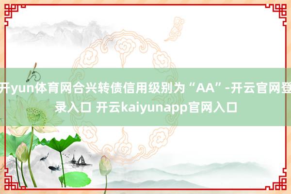 开yun体育网合兴转债信用级别为“AA”-开云官网登录入口 开云kaiyunapp官网入口