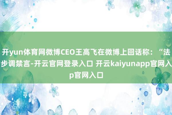 开yun体育网微博CEO王高飞在微博上回话称：“法律步调禁言-开云官网登录入口 开云kaiyunapp官网入口