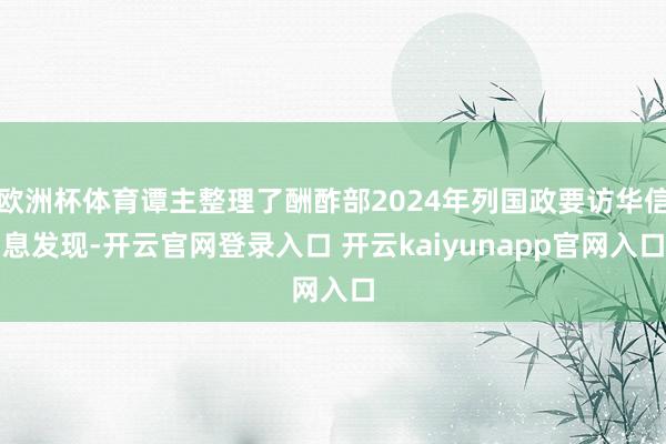 欧洲杯体育谭主整理了酬酢部2024年列国政要访华信息发现-开云官网登录入口 开云kaiyunapp官网入口