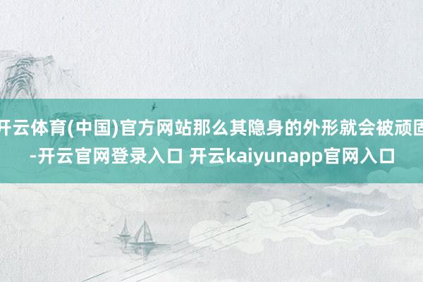 开云体育(中国)官方网站那么其隐身的外形就会被顽固-开云官网登录入口 开云kaiyunapp官网入口