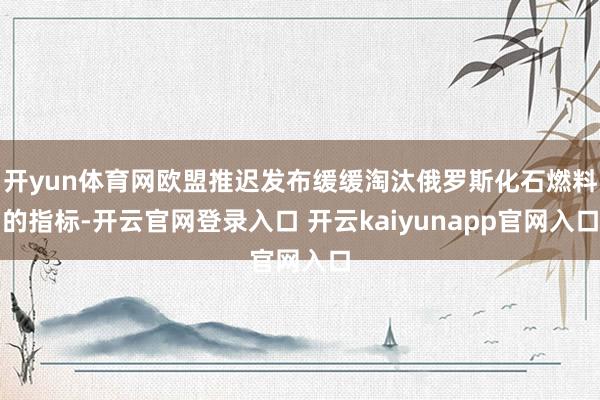 开yun体育网欧盟推迟发布缓缓淘汰俄罗斯化石燃料的指标-开云官网登录入口 开云kaiyunapp官网入口