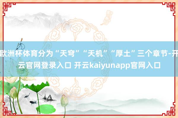 欧洲杯体育分为“天穹”“天机”“厚土”三个章节-开云官网登录入口 开云kaiyunapp官网入口