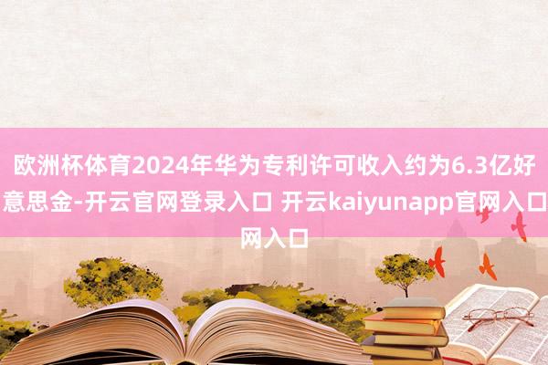 欧洲杯体育2024年华为专利许可收入约为6.3亿好意思金-开云官网登录入口 开云kaiyunapp官网入口