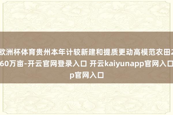 欧洲杯体育贵州本年计较新建和提质更动高模范农田260万亩-开云官网登录入口 开云kaiyunapp官网入口