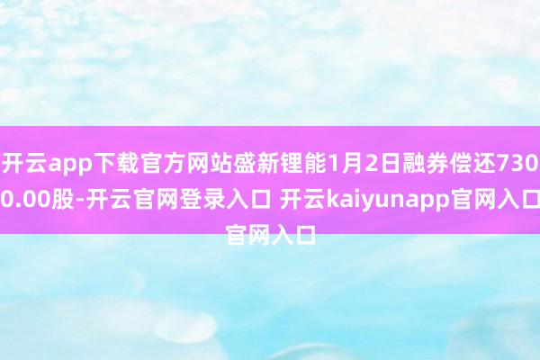 开云app下载官方网站盛新锂能1月2日融券偿还7300.00股-开云官网登录入口 开云kaiyunapp官网入口
