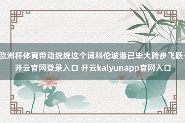 欧洲杯体育带动统统这个词科伦坡港已毕大跨步飞跃-开云官网登录入口 开云kaiyunapp官网入口
