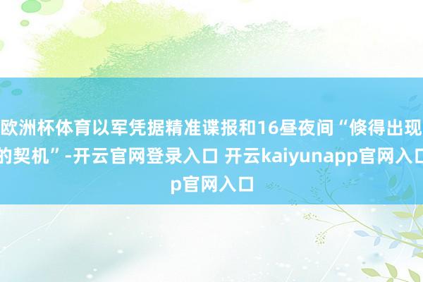 欧洲杯体育以军凭据精准谍报和16昼夜间“倏得出现的契机”-开云官网登录入口 开云kaiyunapp官网入口