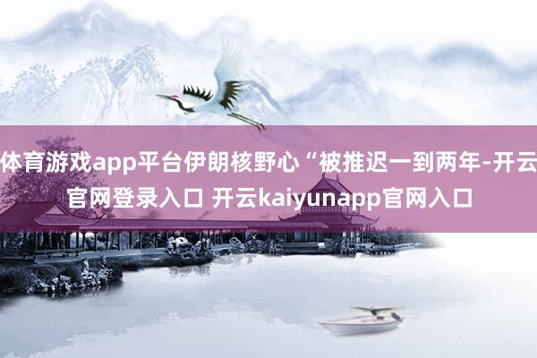 体育游戏app平台伊朗核野心“被推迟一到两年-开云官网登录入口 开云kaiyunapp官网入口