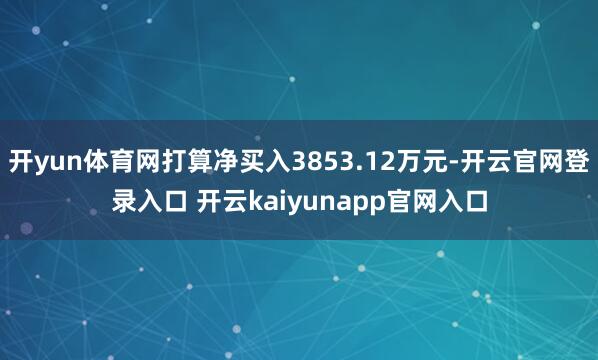 开yun体育网打算净买入3853.12万元-开云官网登录入口 开云kaiyunapp官网入口