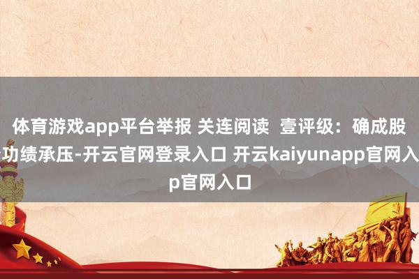 体育游戏app平台举报 关连阅读 壹评级:确成股份功绩承压-开云官网登录入口 开云kaiyunapp官网入口